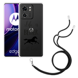 Hoesje met koord geschikt voor Motorola Edge 40 Life is Better with Horses