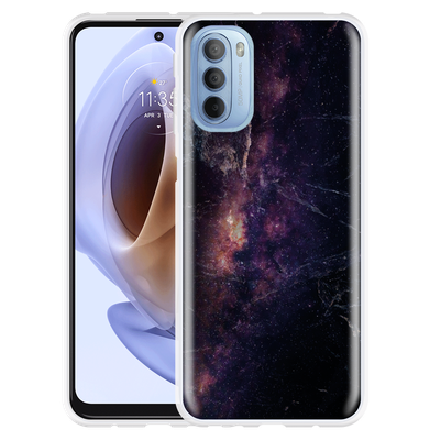 Cazy Hoesje geschikt voor Motorola Moto G41 - Black Space Marble