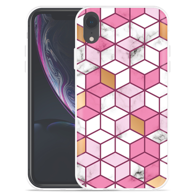 Cazy Hoesje geschikt voor iPhone Xr - Pink White Marble