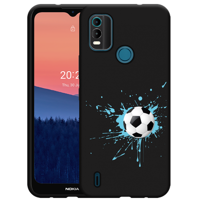 Cazy Hoesje Zwart geschikt voor Nokia C21 Plus - Soccer Ball
