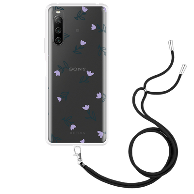 Cazy Hoesje met Koord geschikt voor Sony Xperia 10 IV - Paarse Bloemen