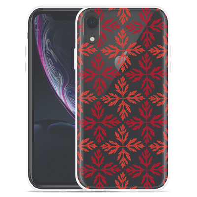 Cazy Hoesje geschikt voor iPhone Xr - Red Leaves Pattern