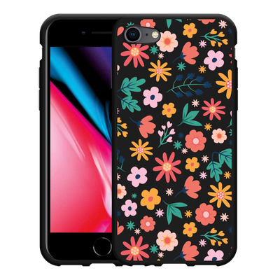 Cazy Hoesje Zwart geschikt voor iPhone SE 2020 - Always have flowers