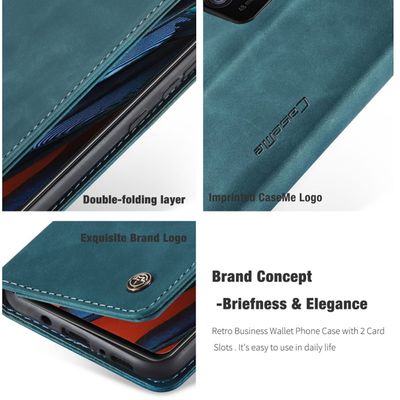 Samsung Galaxy A03s Hoesje - CASEME Retro Telefoonhoesje met Portemonnee - Blauw