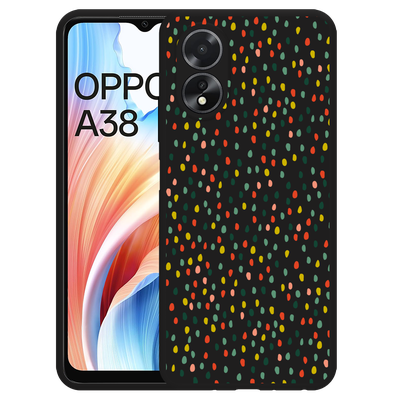 Cazy Hoesje Zwart geschikt voor Oppo A38 Happy Dots