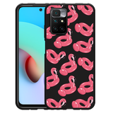 Hoesje Zwart geschikt voor Xiaomi Redmi 10 2022 - Inflatable Flamingos