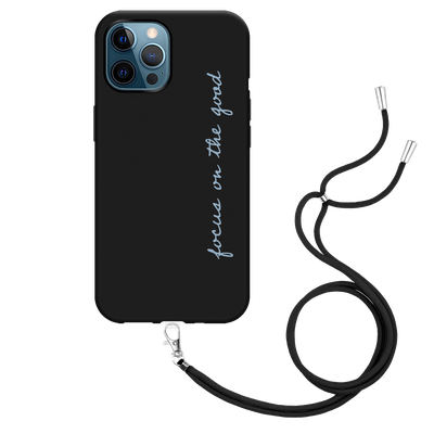 Cazy Hoesje met Koord Zwart geschikt voor iPhone 12 Pro Max - Focus On The Good