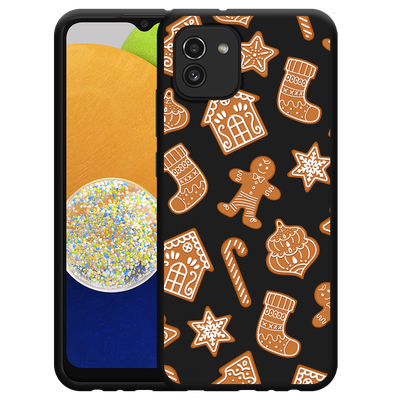 Cazy Hoesje Zwart geschikt voor Samsung Galaxy A03 - Christmas Cookies