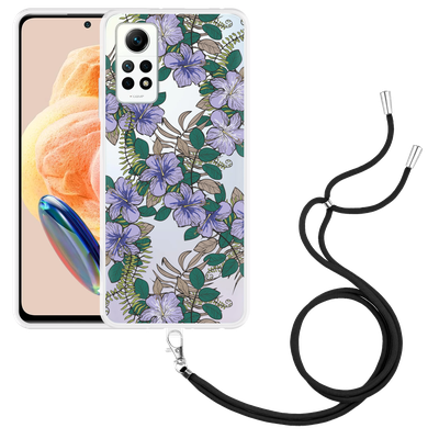 Cazy Hoesje met koord geschikt voor Xiaomi Redmi Note 12 Pro 4G Purple Flowers