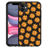 Hoesje Zwart geschikt voor iPhone 11 Oranje Bloemen