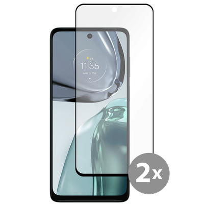 Cazy Tempered Glass Screen Protector geschikt voor Motorola Moto G62 5G - Zwart - 2 stuks