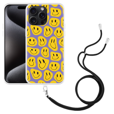 Cazy Hoesje met koord geschikt voor iPhone 15 Pro Max Smileys