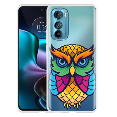 Cazy Hoesje geschikt voor Motorola Edge 30 - Colorful Owl Artwork