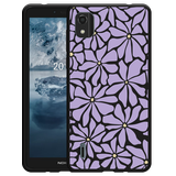 Hoesje Zwart geschikt voor Nokia C2 2nd Edition Abstracte Paarse Bloemen