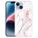 Hoesje geschikt voor iPhone 14 - White Pink Marble