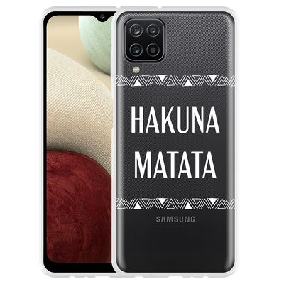 Cazy Hoesje geschikt voor Samsung Galaxy A12 - Hakuna Matata white