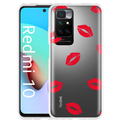Cazy Hoesje geschikt voor Xiaomi Redmi 10 - Red Kisses