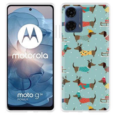 Cazy Hoesje geschikt voor Motorola Moto G04/G04s/G24/G24 Power Winterse Teckels