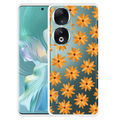 Cazy Hoesje geschikt voor Honor 90 Oranje Bloemen