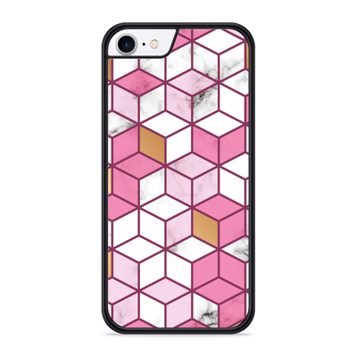 Cazy Hardcase hoesje geschikt voor iPhone 8 - Pink White Marble