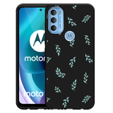 Hoesje Zwart geschikt voor Motorola Moto G71 - Kleine Blaadjes