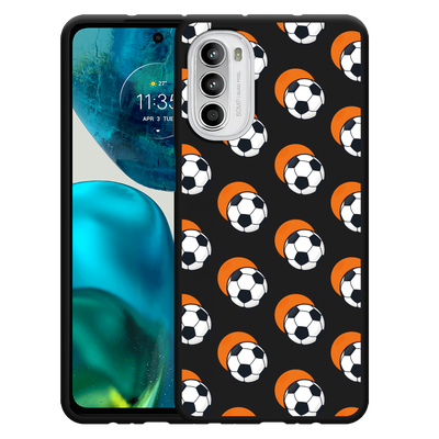 Cazy Hoesje Zwart geschikt voor Motorola Moto G52 - Soccer Ball Orange