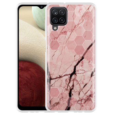 Cazy Hoesje geschikt voor Samsung Galaxy A12 - Pink Marble