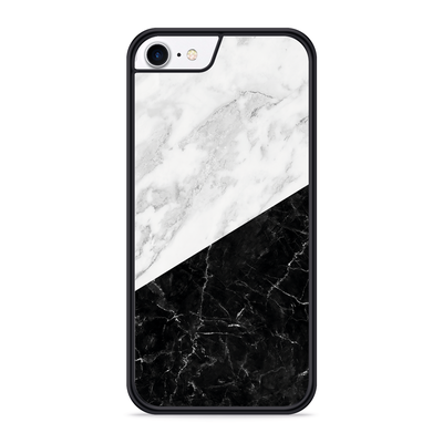 Cazy Hardcase hoesje geschikt voor iPhone 8 - Zwart Wit Marmer