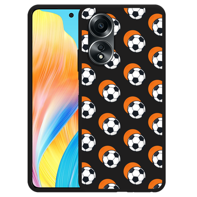 Cazy Hoesje Zwart geschikt voor Oppo A58 4G Soccer Ball Orange