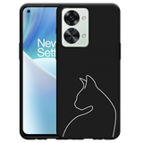 Hoesje Zwart geschikt voor OnePlus Nord 2T - Kattencontour II