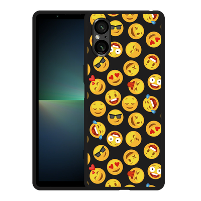 Cazy Hoesje Zwart geschikt voor Sony Xperia 5 V Emoji