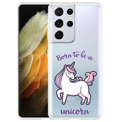 Cazy Hoesje geschikt voor Samsung Galaxy S21 Ultra - Born to be a Unicorn
