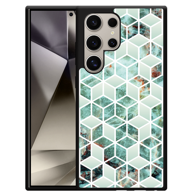 Cazy Hardcase Hoesje geschikt voor Samsung Galaxy S24 Ultra Groen Hexagon Marmer
