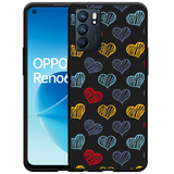 Hoesje Zwart geschikt voor Oppo Reno6 5G - Doodle hearts