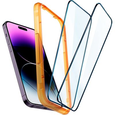 Screen Protector geschikt voor iPhone 14 Pro Max - Spigen AlignMaster Full Cover Glass - 2 Pack