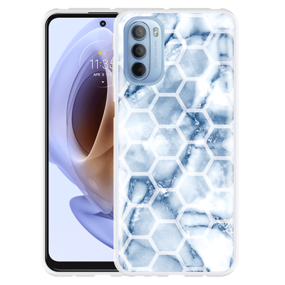 Cazy Hoesje geschikt voor Motorola Moto G41 - Blue Marble Hexagon