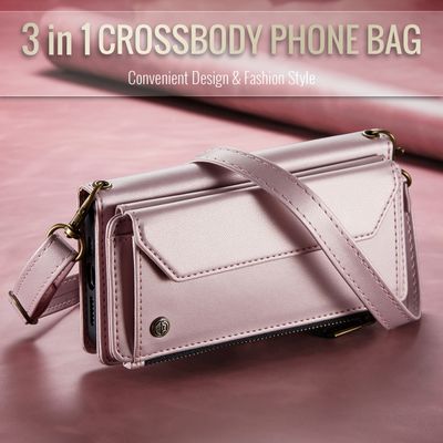 Caseme Case iPhone 16 - Crossbody Wallet Case - Pink