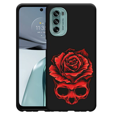 Cazy Hoesje Zwart geschikt voor Motorola Moto G62 5G - Red Skull