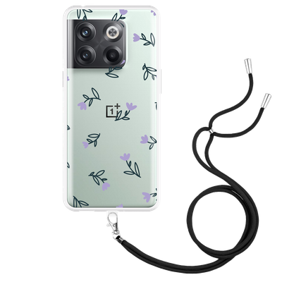 Cazy Hoesje met Koord geschikt voor OnePlus 10T - Paarse Bloemen
