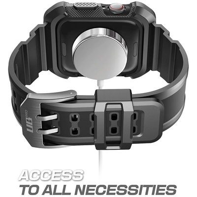 Supcase Unicorn Beetle Pro Case geschikt voor Apple Watch 4/5/6/7/SE 44mm/45mm Bandje - zwart