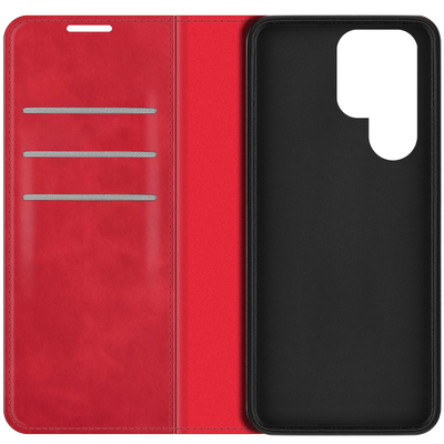 Cazy Wallet Magnetic Hoesje geschikt voor Samsung Galaxy S23 Ultra - Rood
