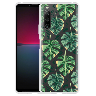 Cazy Hoesje geschikt voor Sony Xperia 10 IV - Palm Leaves Large