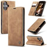 Caseme Hoesje geschikt voor iPhone 16 - Retro Wallet Case - Bruin