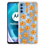 Cazy Hoesje geschikt voor Motorola Moto G71 - Oranje Bloemen
