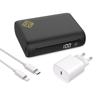 Cazy USB-C PD Powerbank 10.000mAh + Power Delivery USB-C Oplader 20W + USB-C naar Lightning Kabel - 150cm
