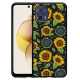 Hoesje Zwart geschikt voor Motorola Moto G73 Sunflowers