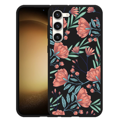 Cazy Hoesje Zwart geschikt voor Samsung Galaxy S23+ Poppy Roses