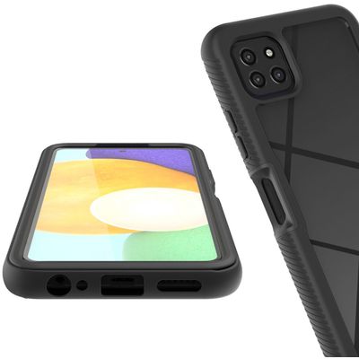 Cazy 360 Defense hoesje geschikt voor Samsung Galaxy A22 5G - met ingebouwde screenprotector - Zwart