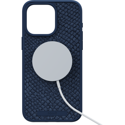 Njord Collections Zalm Leder Hoesje geschikt voor iPhone 15 Pro Max - Blauw