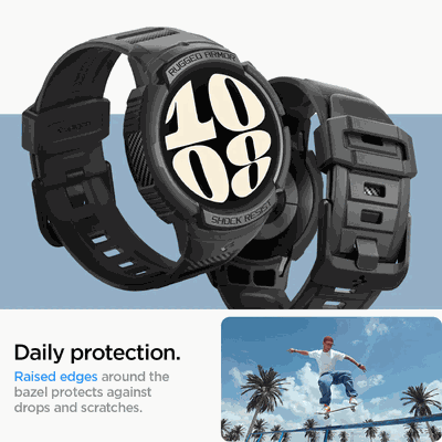 Samsung Galaxy Watch6 44mm Hoesje - Spigen Rugged Armor Pro Case - Zwart